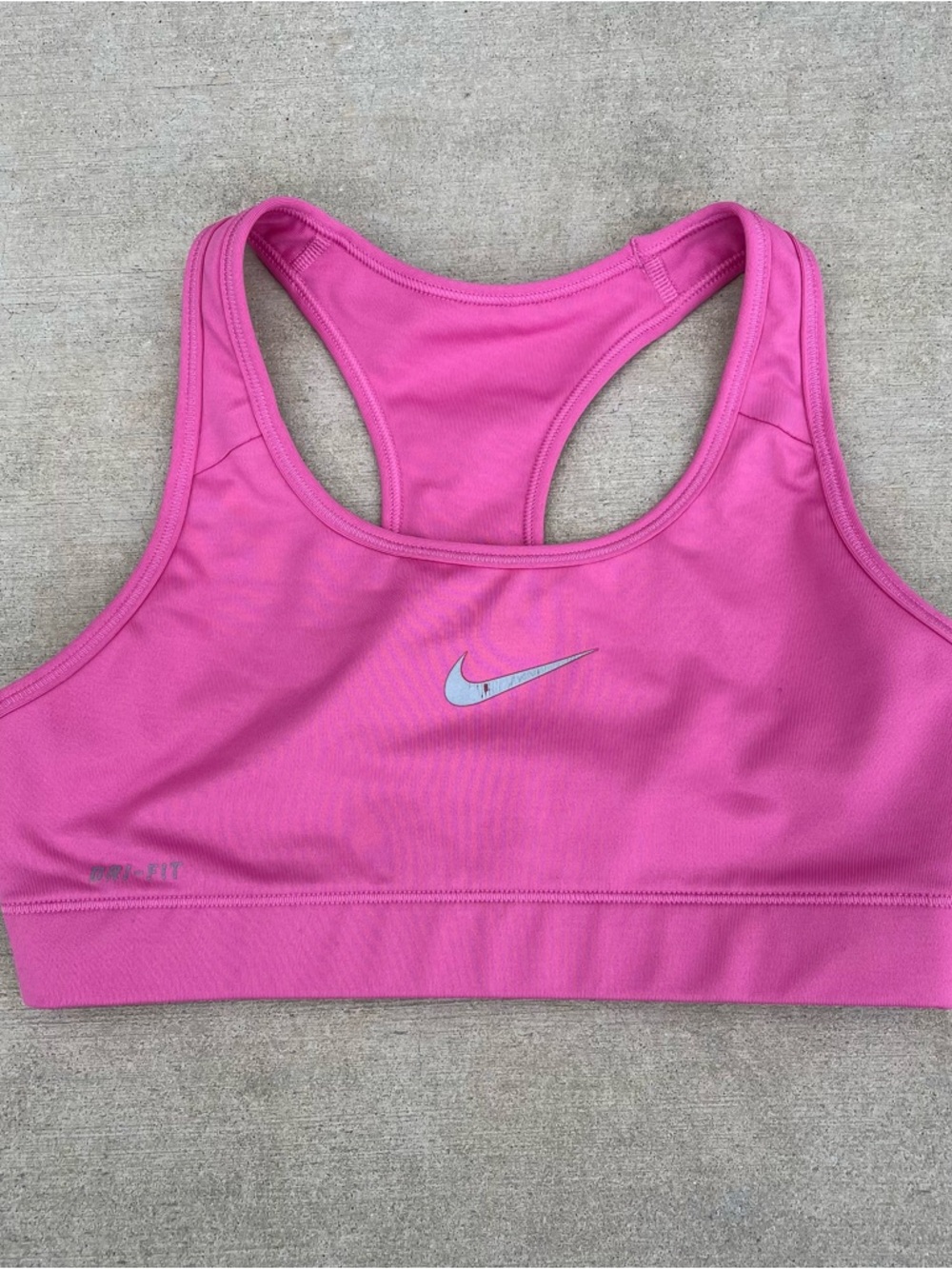 Nike Hot Pink Racerback Sports Bra with Silver Swoosh size S